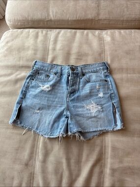 J. Crew Light Blue Distressed Denim Shorts with Side Slits
